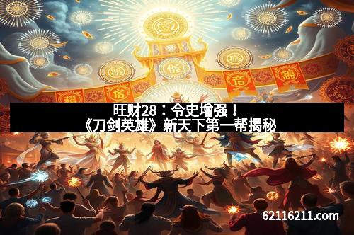 旺财28：令史增强！《刀剑英雄》新天下第一帮揭秘